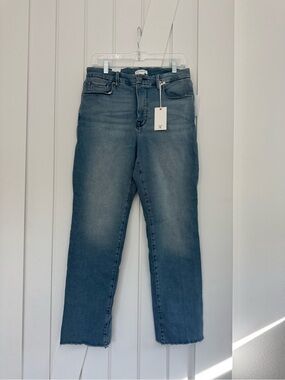 NWT Good American Good Legs Straight 
MID-RISE organic cotton Jeans size 10